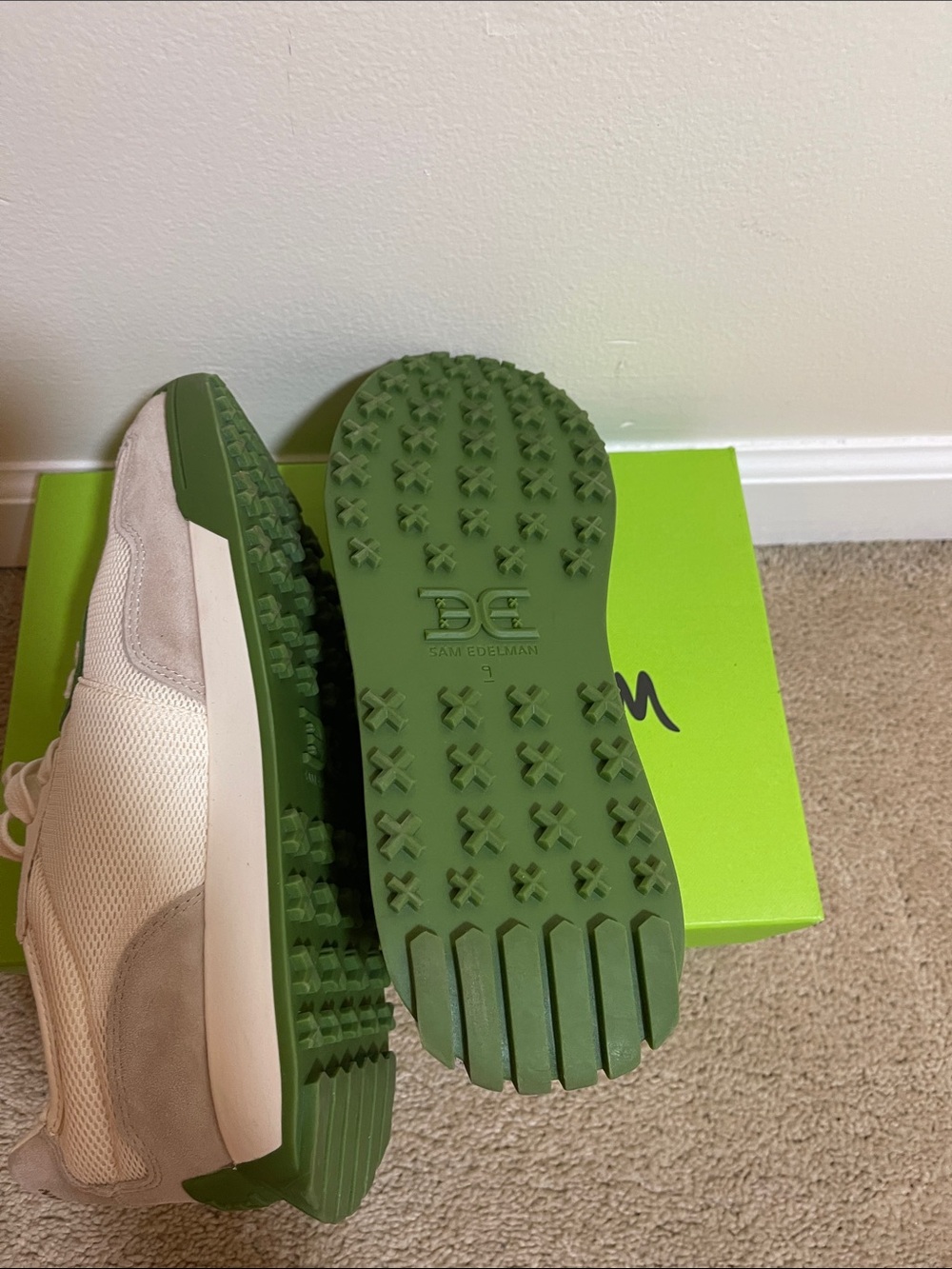 Sam Edelman Cream and Green Low-Top Sneakers woman’s Langley size 9 - Picture 7 of 16